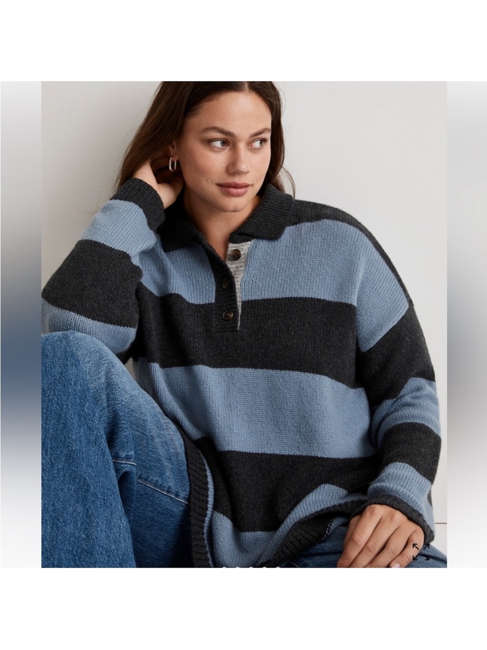 Madewell Rugby striped Polo sweater XS fall 2023